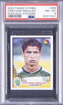 2002-03 Panini Futebol Portugal Stickers #306 Cristiano Ronaldo Rookie Card - PSA NM-MT 8